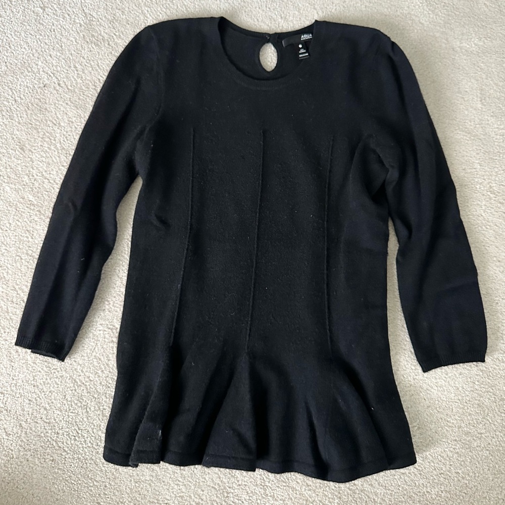Aqua 100% Cashmere Peplum Sweater